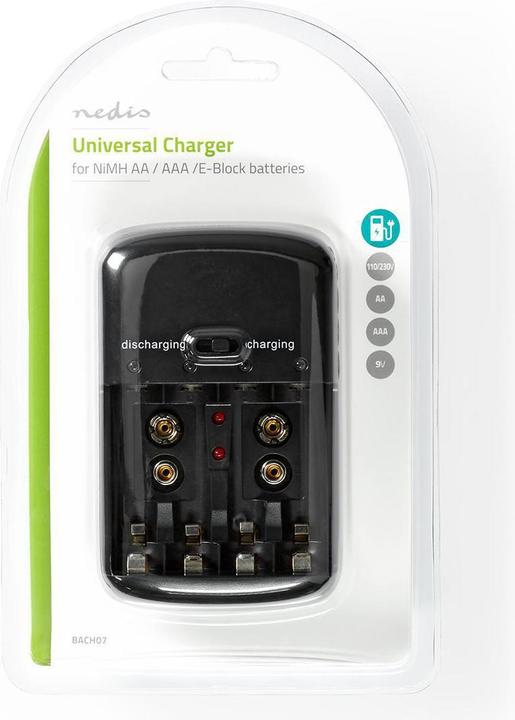Immagine prodotto Nedis Caricabatterie NiMH AA/AAA 1,2 VDC / 9 VDC 0,2 A Carica di mantenimento Tipo C (CEE 7/16) Sicurezza (1 pz., AAA, AA, Caricabatterie senza batteria)