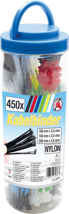 Produktbild BGS Kabelbinder-Sortiment farbig 100 - 150 - 200 mm 450-tlg. (Metallkabelbinder, 100 mm, 450 Stk.)