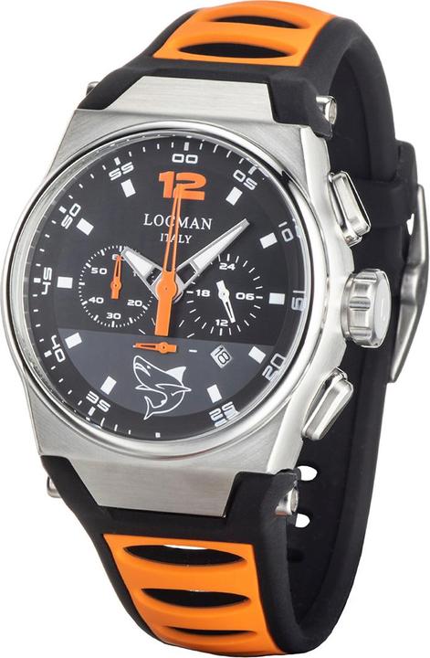 Produktbild Locman Italy Herrenuhr Mare schwarz/orange Chrono Ref. 0555 (Chronograph, 44 mm)