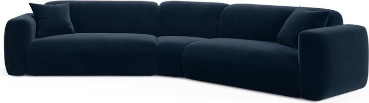 Cosmopolitan Design Velvet Modular Symmetrical Corner Sofa, "Strino", 3 Seats, Royal Blue, 344x210x78 Made in Europe (Corner sofa)