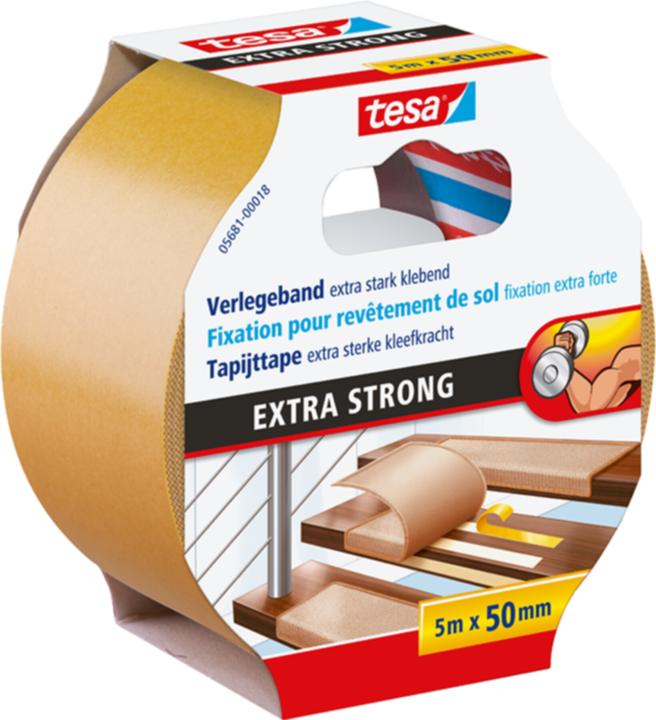 Actual product image tesa Installation tape EXTRA STRONG, double-sided adhesive tape for laying carpet and PVC flooring (50 mm)
