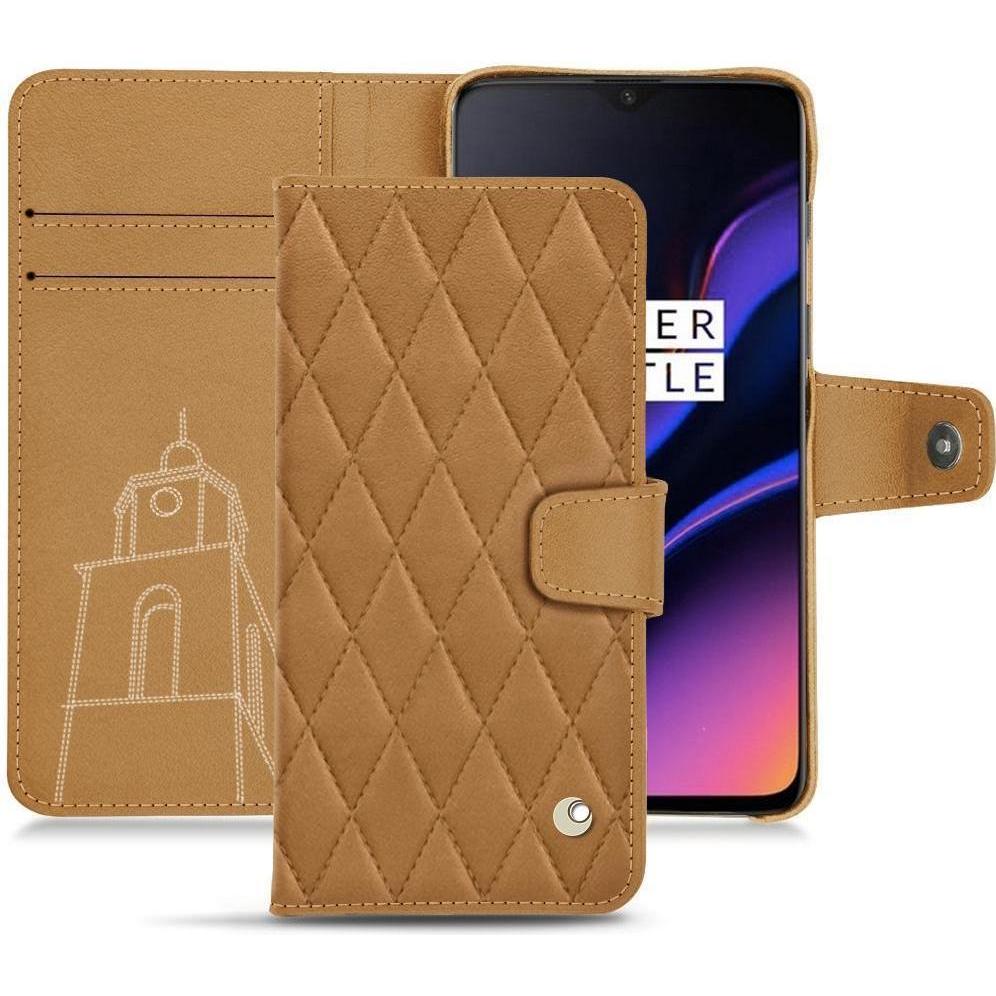Noreve Lederschutzhülle Wallet (OnePlus 6T), Smartphone Hülle, Braun