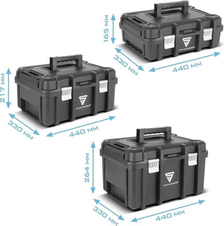 Actual product image Stahlwerk Mobile tool trolley with 3 system boxes on a stable rolling platform with swivel castors