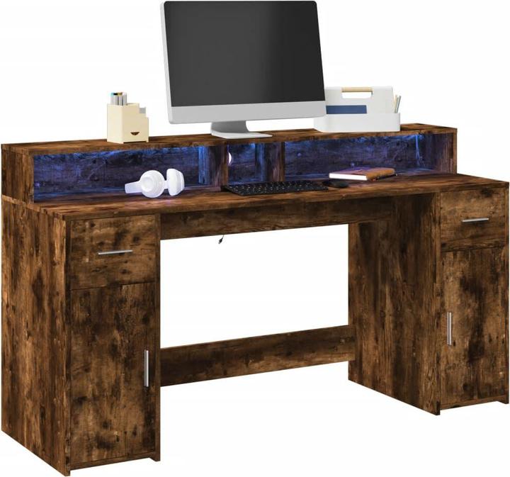 Actual product image vidaXL LED desk Computer desk Office desk Smoked oak
