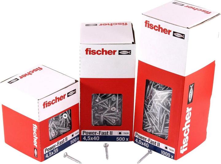 Productafbeelding Fischer Power-Fast II FPF II spaanplaatschroef 4,0x30 mm 1000 stuks ( 670154 ) verzonken kop met Torx (1000 Schroeven per stuk)