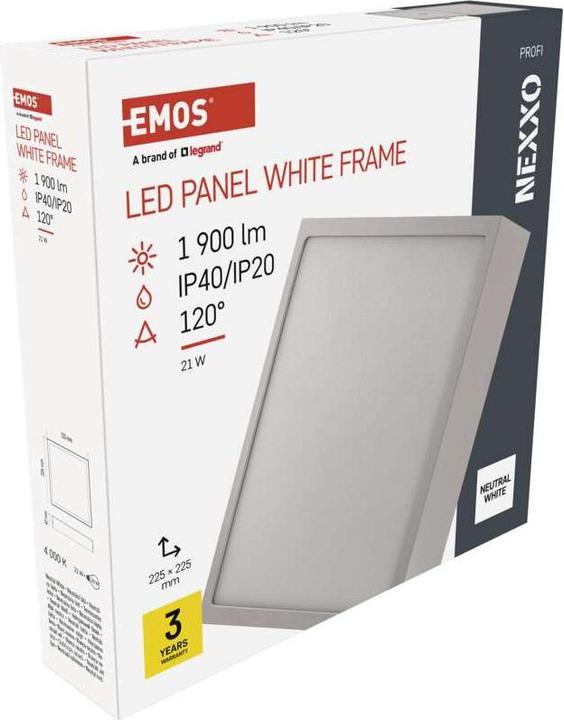 Actual product image Emos Surface-mounted LED light NEXXO, square, white, 21W,Neutral white (1900 lm)