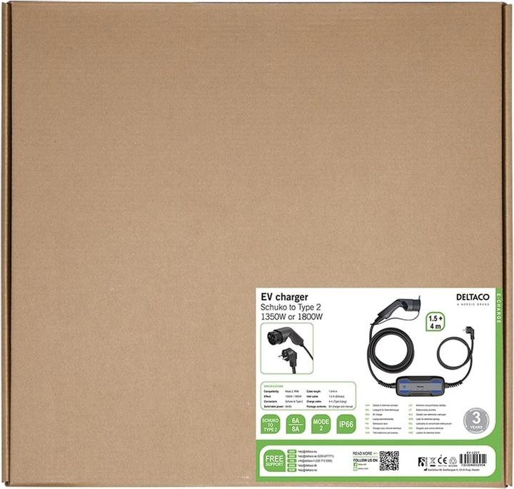 Actual product image Deltaco EV charging cable (Type 2, 3 m)