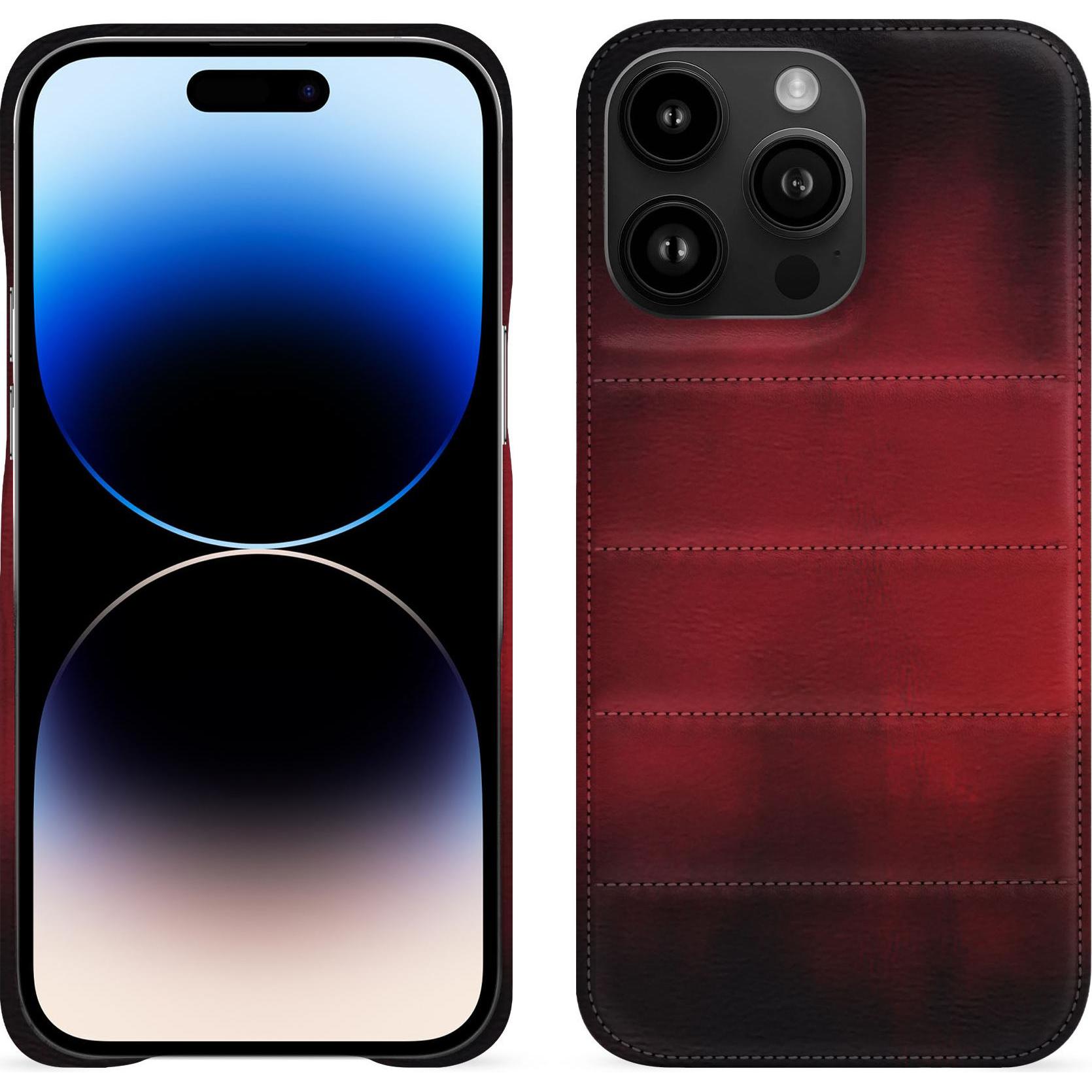 Noreve Lederschutzhülle (Apple iPhone 15 Pro Max), Smartphone Hülle, Rot