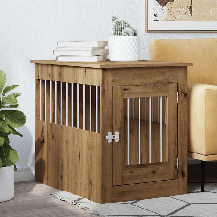 vidaXL Dog cage in furniture style Artisan oak 55x80x68 cm wood-based material