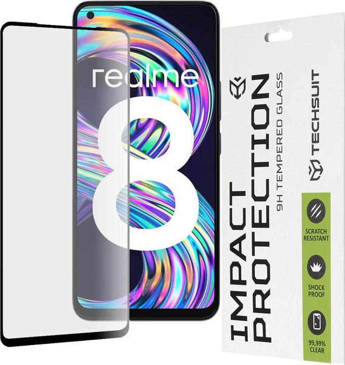 Techsuit - 111D Full Cover / Full Glue Glass - Realme 8 4G / 8 Pro - Black (1 Stück, realme 8, Realme 8 Pro)