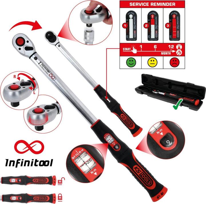 Produktbild KS Tools - 1/2" INFINITOOL Ratschen-Drehmomentschlüssel, 20-200 Nm (1/2", 20 Nm, 200 Nm)