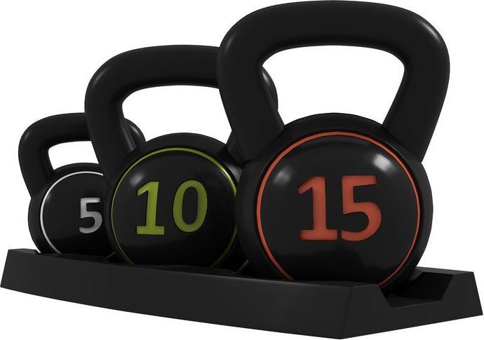 Swisshandel24 Kettlebell Set, 3 Kugelhanteln 2,2kg/4,5kg/6,8kg, Kunststoffhülle, Schwarz