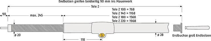 Produktbild Abus Tele-Z 140 Chr. AL0125 Teleskopstange chrom