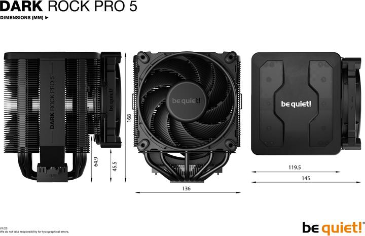 Productafbeelding be quiet! Dark Rock Pro 5 CPU-koeler voor Intel- en AMD-processors (168 mm)