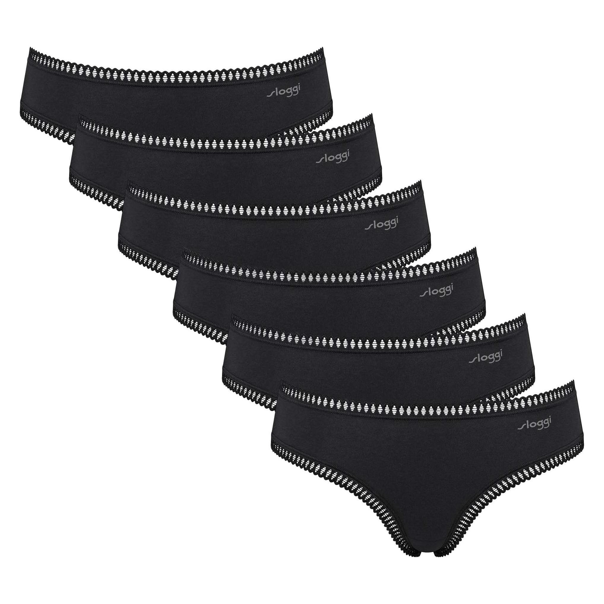 Sloggi, Damen, Unterhosen, Slip Casual Bequem Sitzend Go Crush Hipster C6P, Schwarz, (M, 6er Pack)