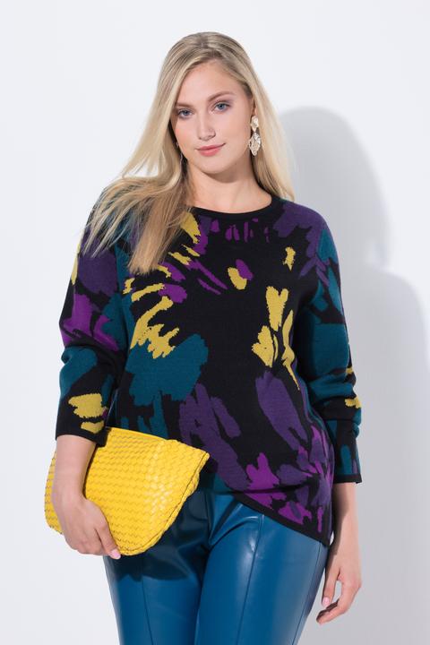 Produktbild Ulla Popken Pullover, Jacquardmuster, U-Boot-Ausschnitt, Langarm (62)