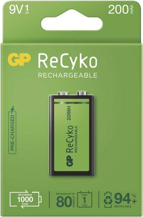 Produktbild GP Batteries B2152 household battery Rechargeable battery Nickel-Metal Hydride (NiMH) (1 Stk., 6HR61, 200 mAh)