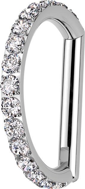 Actual product image Star Piercing Micro segment ring hinged silver half ring sideways crystals silver (without brass, Titanium)