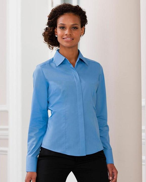 Image du produit Russell Collection - Chemisier à manches longues en popeline - Femme (34, 36, 38, 3XL, 40, 42, 44, 46, 48, 4XL, L, M, S, XL, XS, XXL)