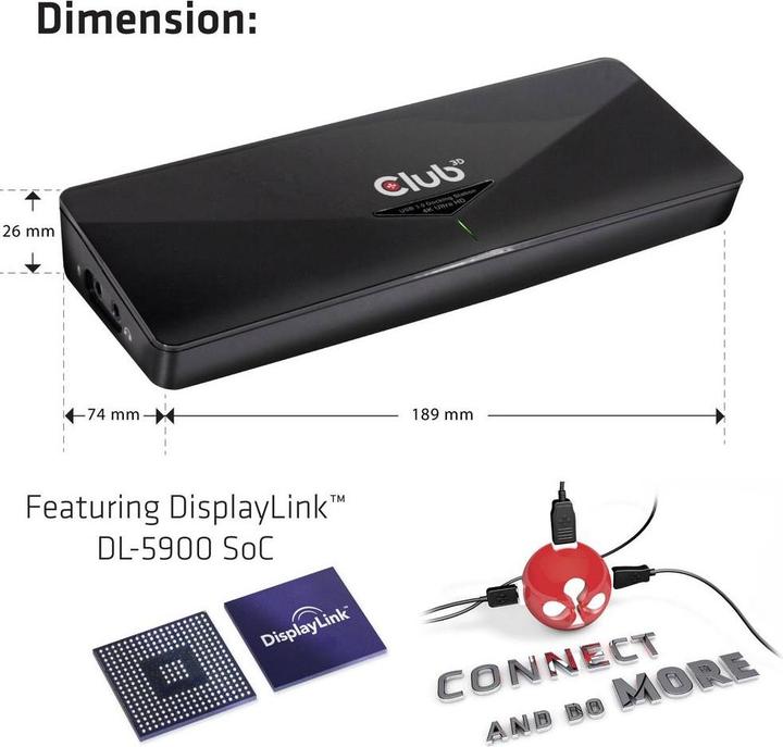 Produktbild Club 3D Csv-3103d (USB-B, 9 Ports)