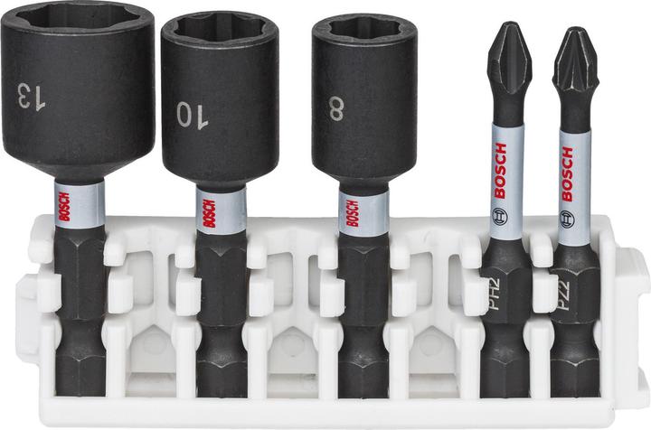 Bosch Professional Zubehör Impact Control screwdriver bit and socket spanner pack, 5 pcs. (Cross Phillips PH)