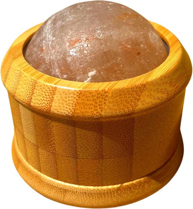 Produktbild YÙ Beauty Massagekugel Himalaya-Salz mit Bambus-Halterung -