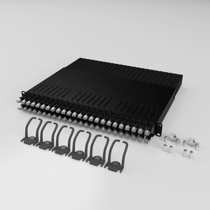 Image du produit PATCHBOX one / 8RU / Cat 6A, STP, 0.8 m, noir (U/FTP, CAT6a, 0.80 m)