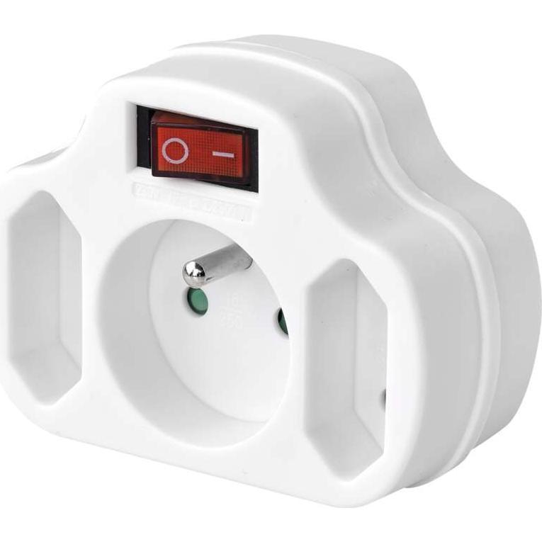 Emos, Mehrfachstecker + Abzweigstecker, Steckverteiler mit Schalter 1 Steckdose ohne + 2x Euro weiss (P0029) (2 x)