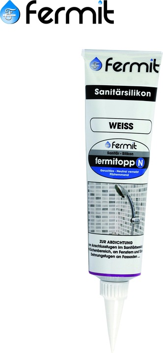 Actual product image Fermit Fermitopp silicone neutral cured N 100 ml tube white (0.12 kg, White, 100 ml)