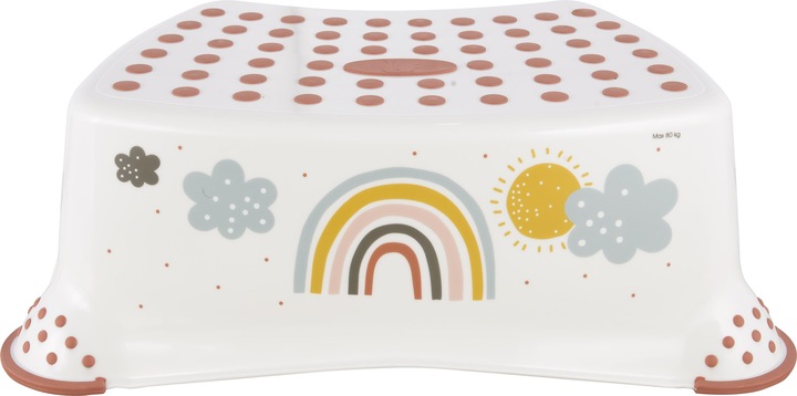 Actual product image keeeper kids step stool ""tomek Rainbow"", white with print, max. load: 80 kg, surface and feet