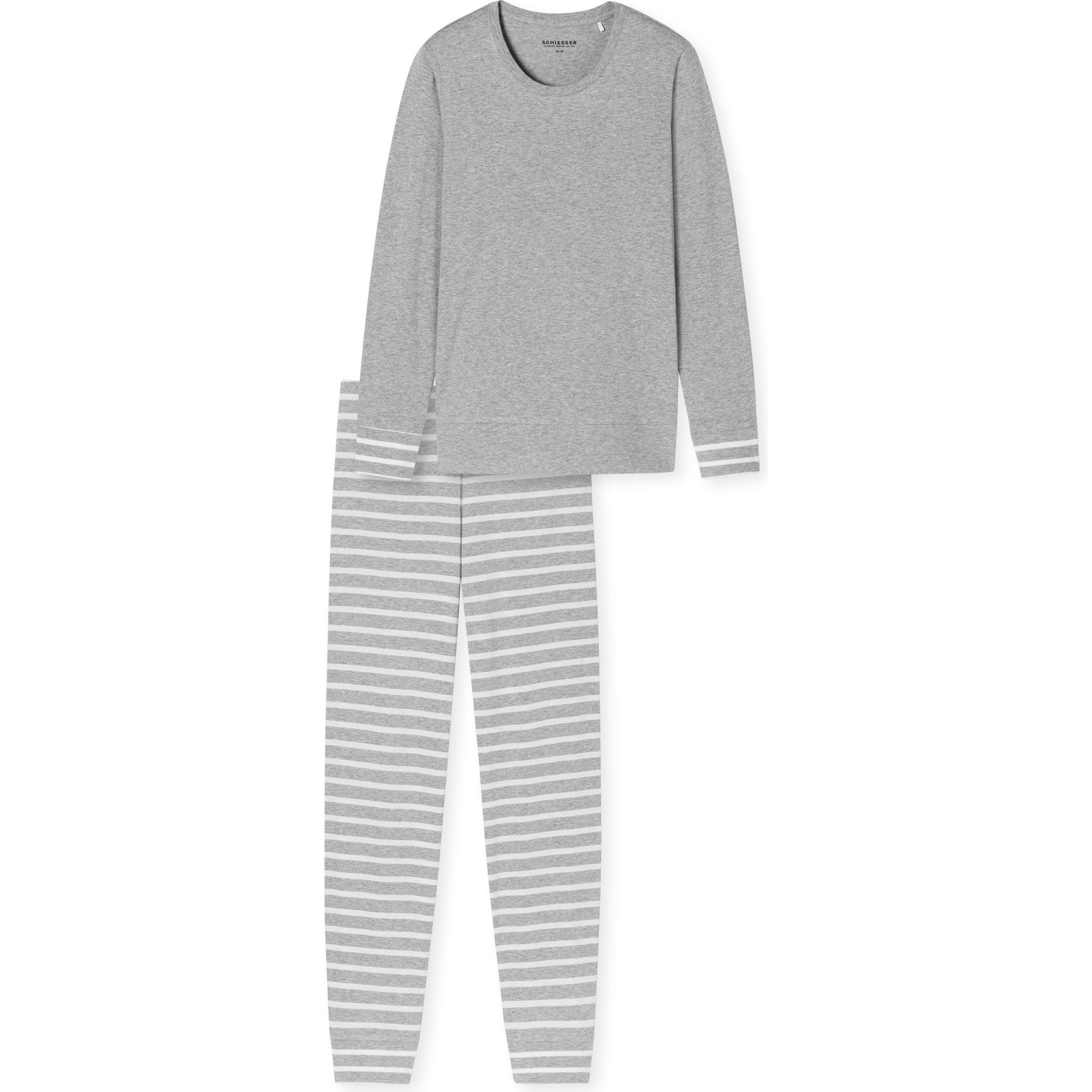 Schiesser, Damen, Pyjama, Schlafanzug lang, Grau, (38)