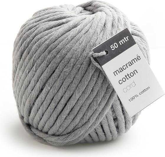 Produktbild G. Wurm Verpackungsband MACRAMÉ COTTON Kordel 50mxØ5mm, Grey, 100% Baumwolle, 1059.5005.80