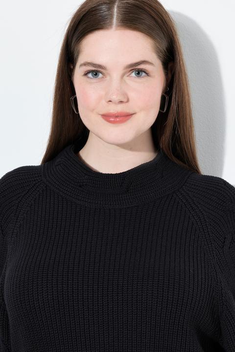 Immagine prodotto Ulla Popken Maglione con trecce, cotone biologico, collo alto e maniche lunghe (50, 52)