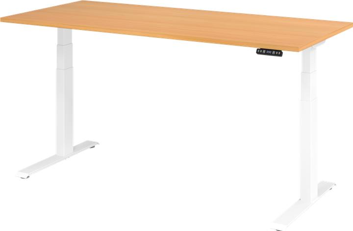 Image du produit Hammerbacher Bureau assis/debout el.180x80cm hêtre/blanc