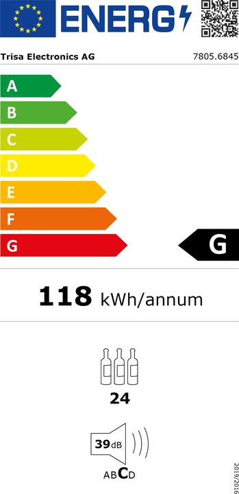 Energie-Label Trisa Einbau-Weinkühlschrank 51 L