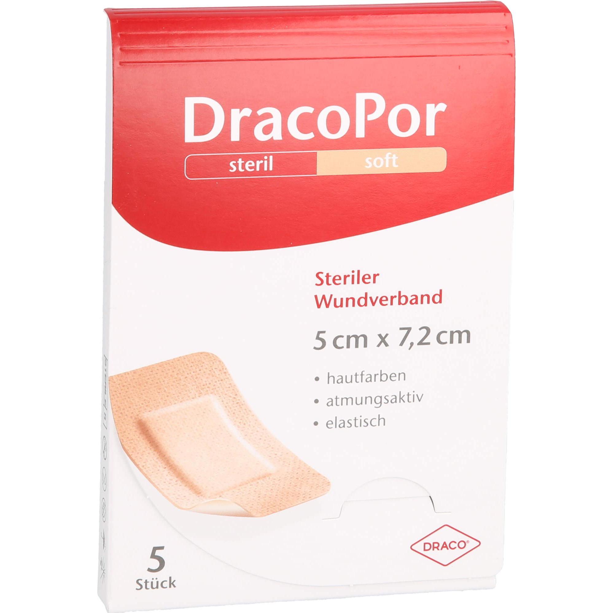 Thumbnail - Dracco, Pflaster, DracoPor soft 7,2 cm x 5 cm hautfarben steriler Wundverband, 5 St. Verband (5 x)