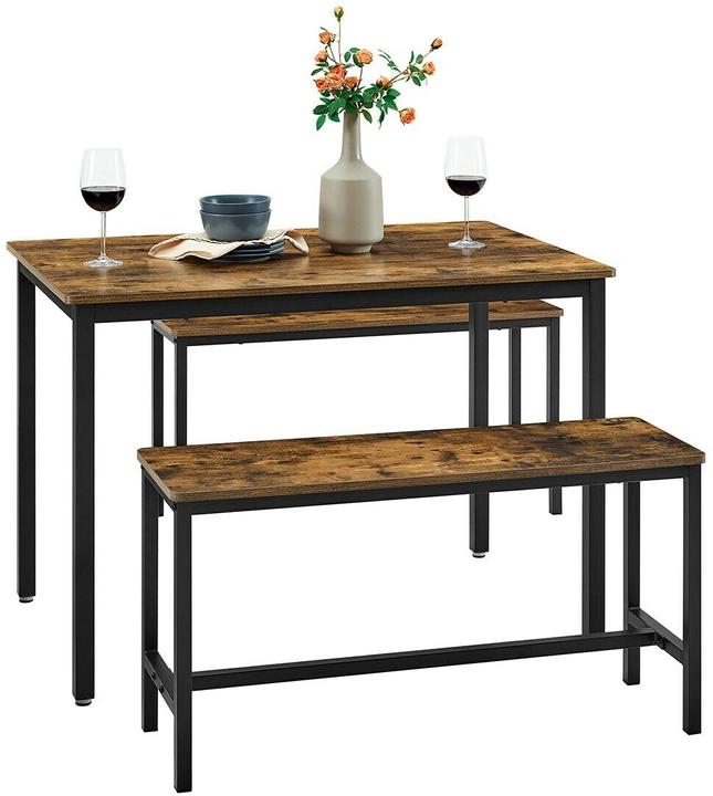 Image du produit Vasagle Tisch mit zwei Bänken, Vintagebraun-Schwarz, Tiefe: 70 cm (110 x 75 x 70 cm)