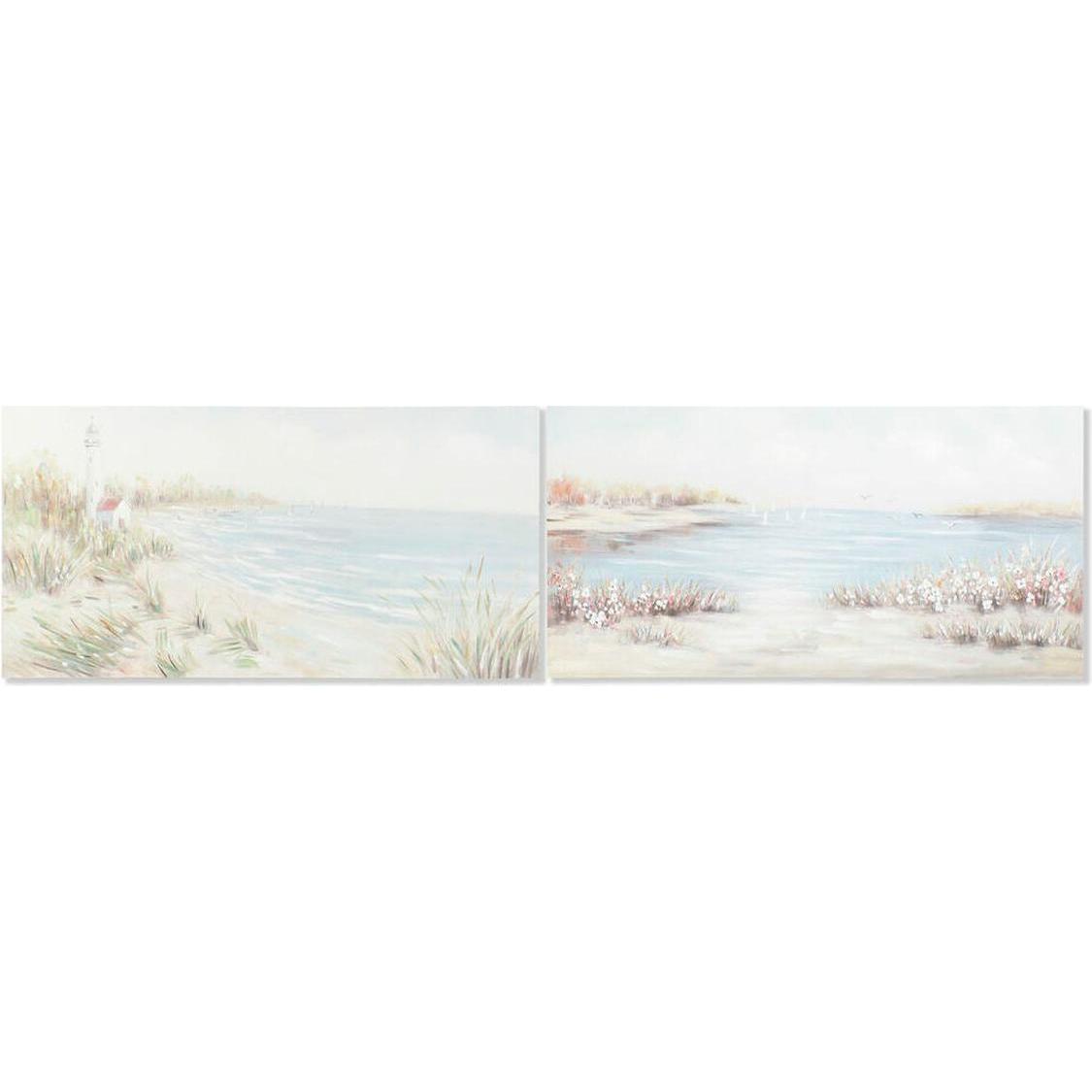 DKD Home Decor, Quadri, Painting 140 x 3,7 x 70 cm Beach Mediterranean (2 Units) (140 x 3.70 cm)