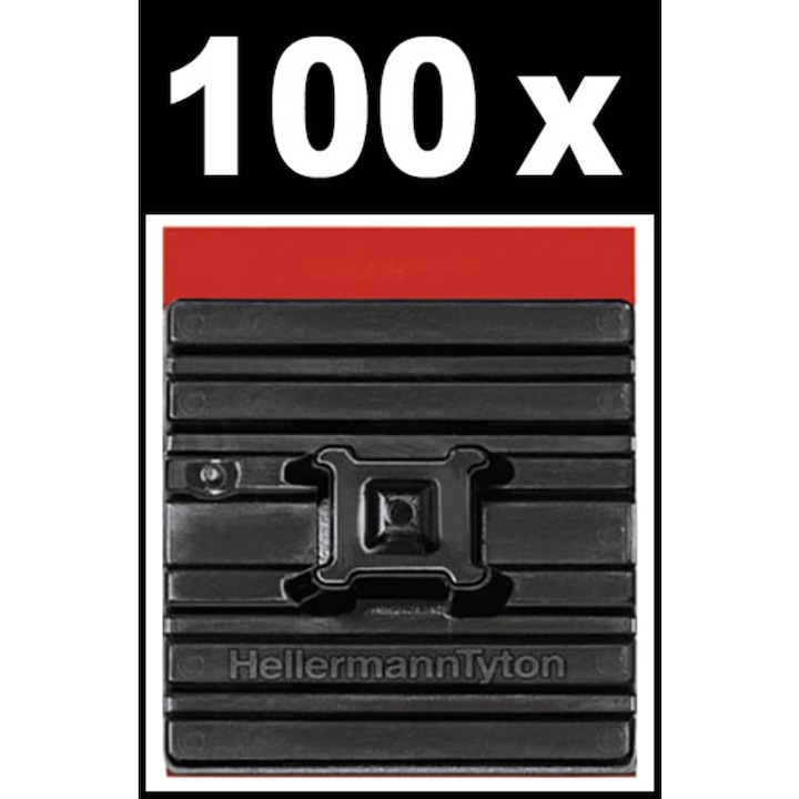 Produktbild HellermannTyton Befestigungssockel ibler Klebesockel 28x28mm FMB4APT A (Klettkabelbinder, 28 mm, 100 Stk.)