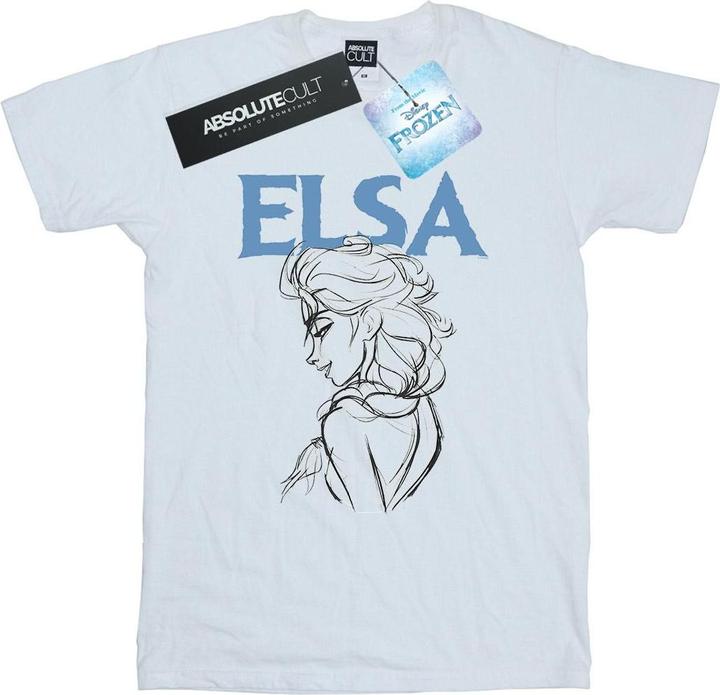 Actual product image Disney Womens/Ladies Frozen Elsa Profile Sketch Cotton Boyfriend T-Shirt (5XL)