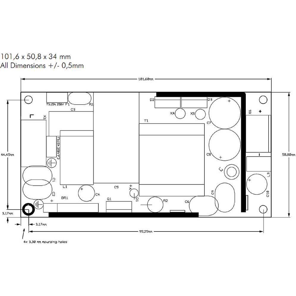 Thumbnail - Egston, Spannungswandler, E2OFyW3 60 AC/DC-Netzteilbaustein, open frame 24 V/DC 2.5 A 1 St.