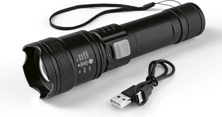 Actual product image Easymaxx Taschenlampe wiederaufladbar 3.7 V schwarz inkl. USB-Kabel (17.50 cm, 200 lm)