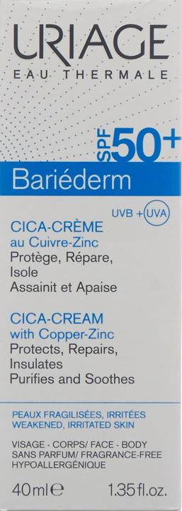 Image du produit Uriage Bariéderm Cica-Crème SPF50 crème (40 ml, Crème 24h, SPF 50)