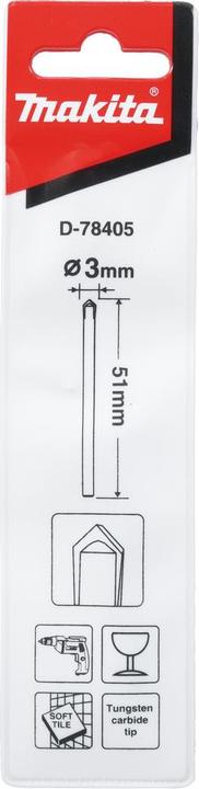 Actual product image Makita Glasbohrer 3x51 mm - D (3 mm)