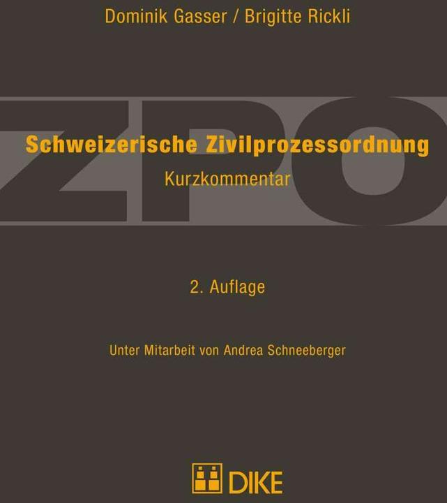 Produktbild DiKE Schweizerische Zivilprozessordnung (ZPO) (Deutsch, Dominik Gasser)