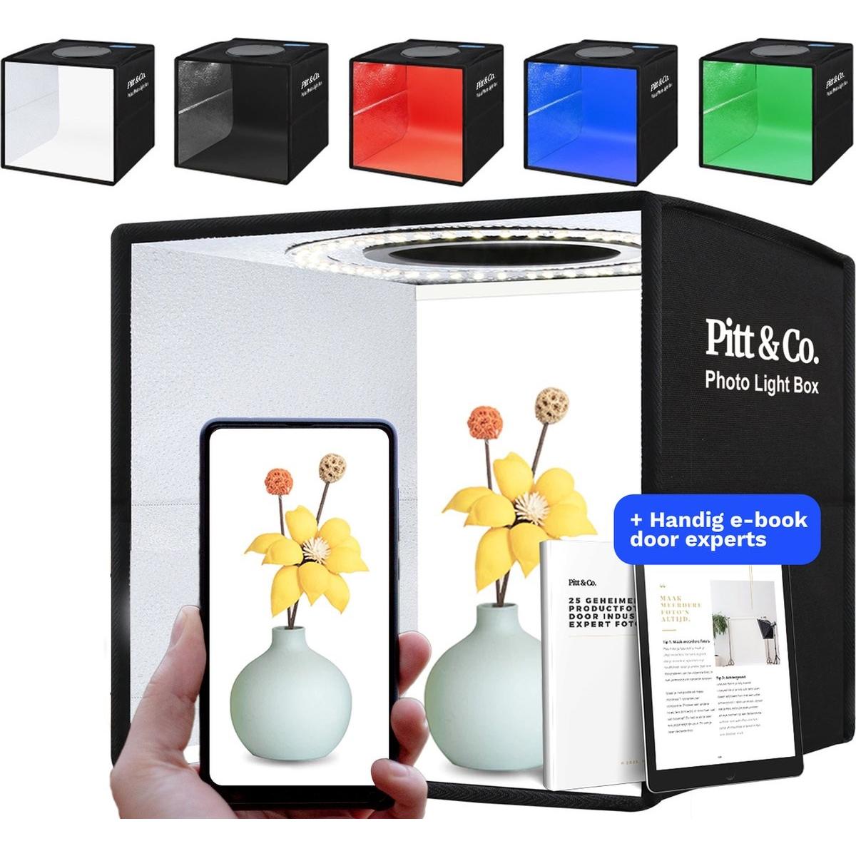 Pitt and Co. Fotostudio met led verlichting - Opvouwbaar - 40cm x 40cm - Lightbox (Casella di registrazione), Accessori attrezzatura da studio, Nero