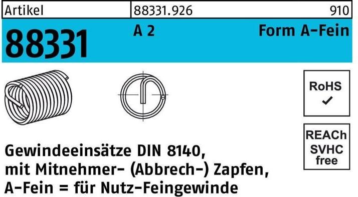 Produktbild Amecoil Gewindeeinsatz R 88331 Form A-Fein M 20x1,5 x40 A 2
