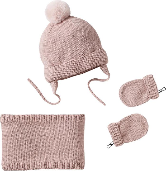 Actual product image Vertbaudet Girls' baby set: BASICS hat, round scarf & mittens
