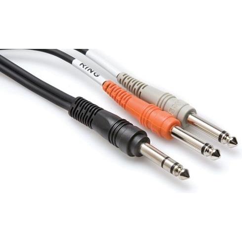 Hosa STP-203 Cavo di inserimento da 1/4 In TRS a doppio 1/4 In TS 3 M (3 m, Jack 6,3 mm), Cavo audio