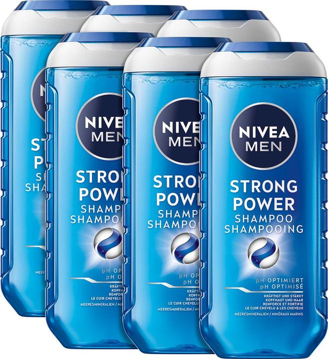 Image du produit NIVEA MEN Multipack Strong Power pH-Optimal Shampoo (6 Stück) (Shampoing liquide)